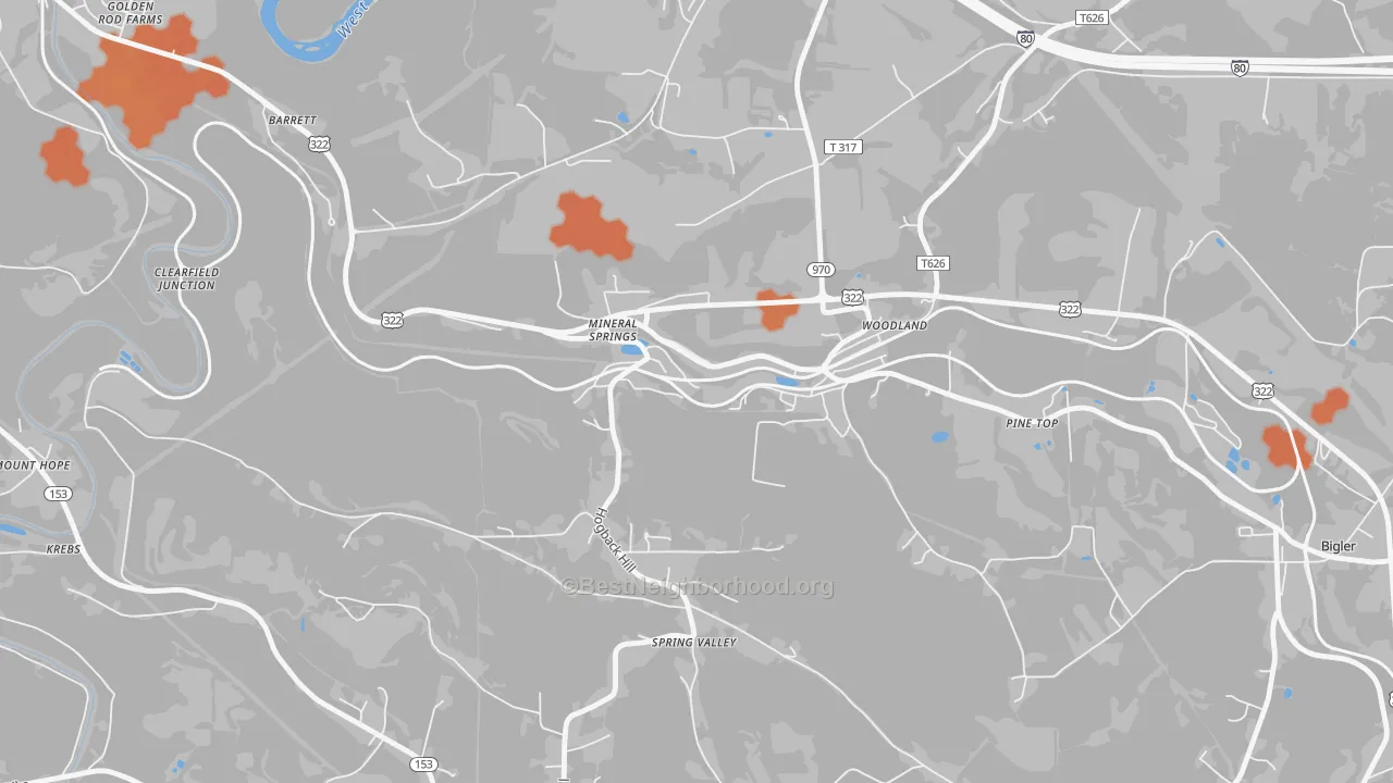 Bike Grade map of 16855, PA
