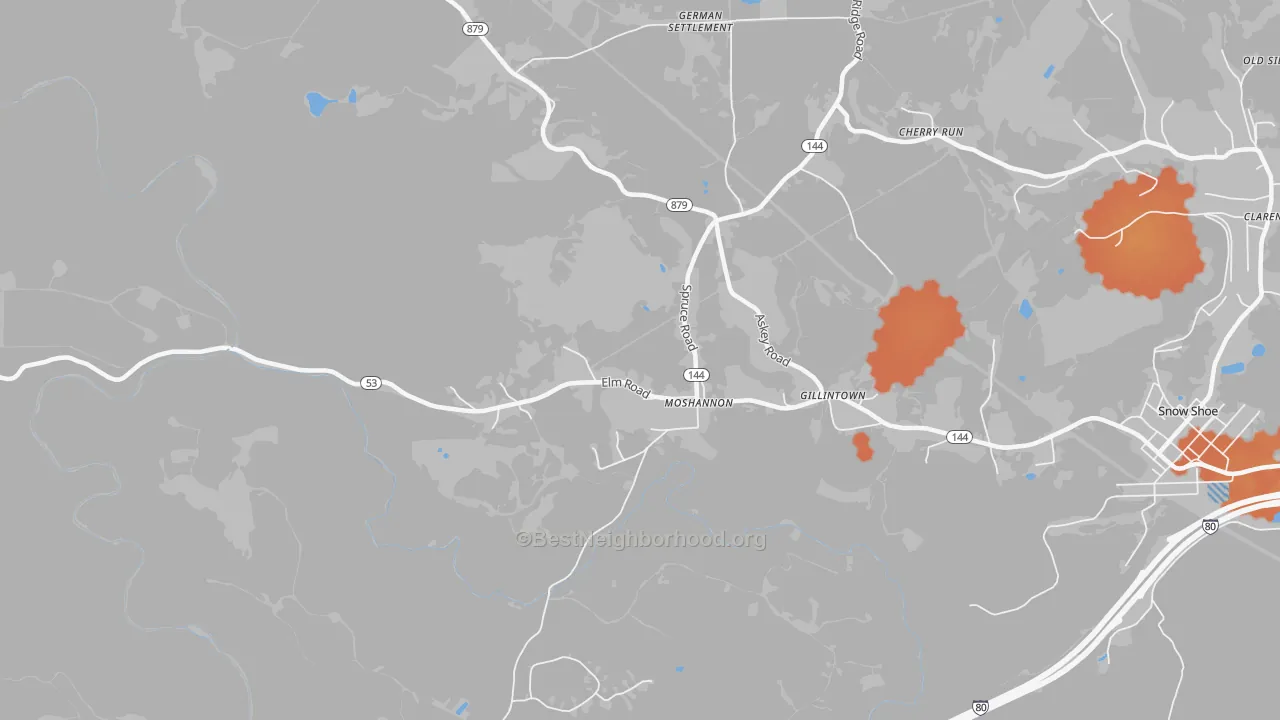 Bike Grade map of 16859, PA