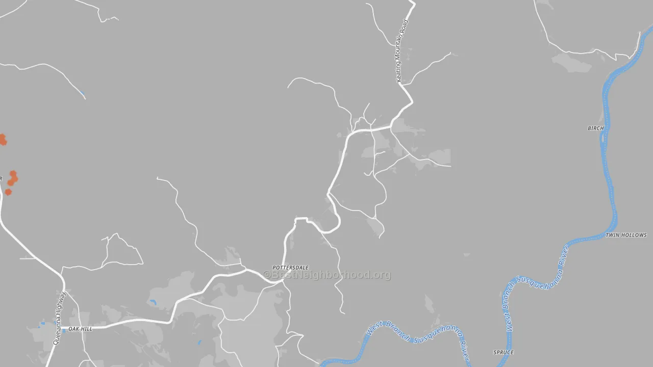Bike Grade map of 16871, PA
