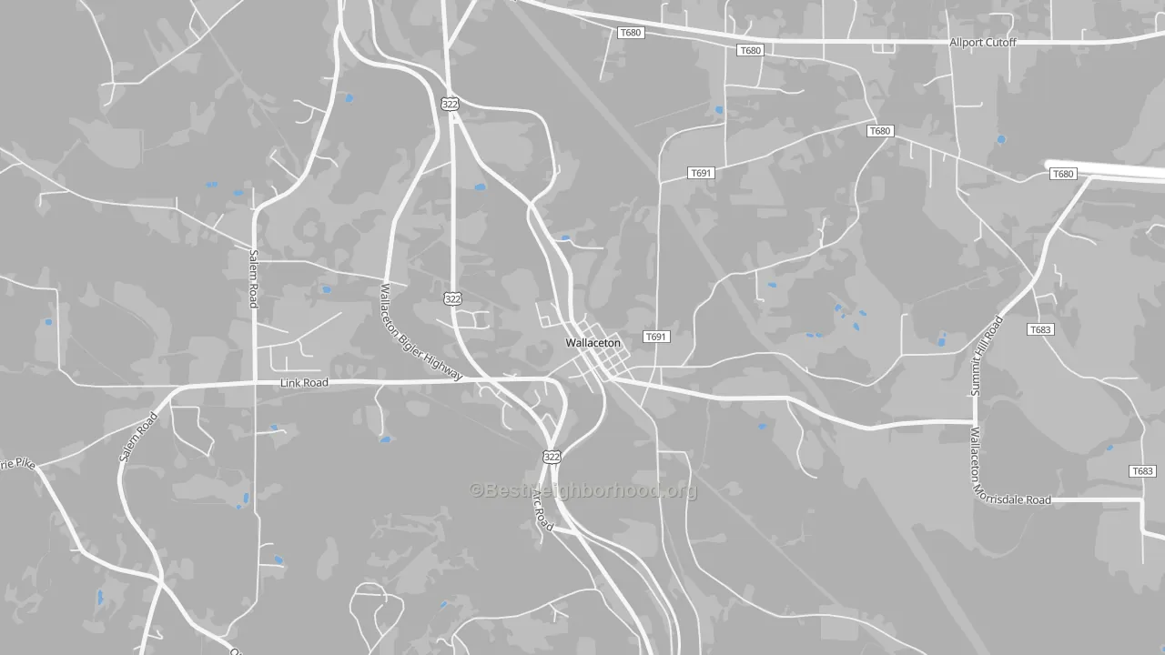 Bike Grade map of 16876, PA