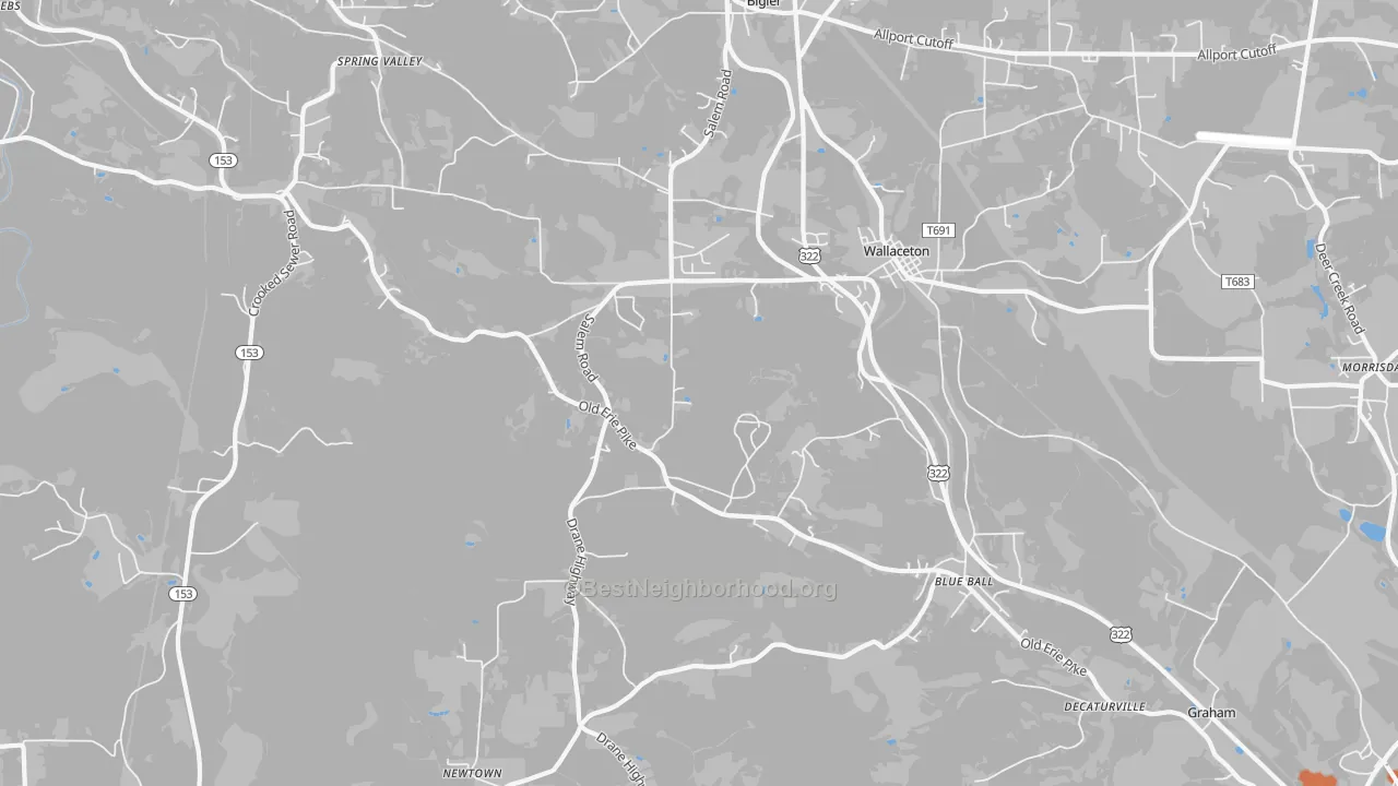 Bike Grade map of 16878, PA