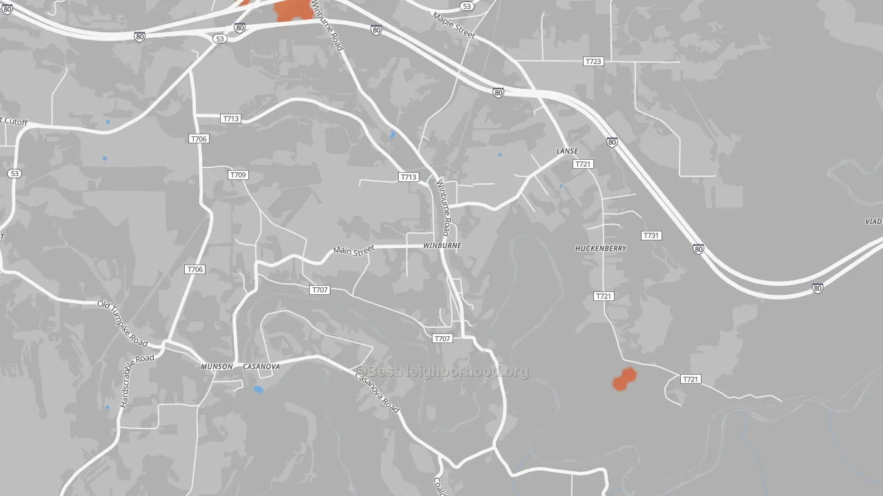 Bike Grade map of 16879, PA