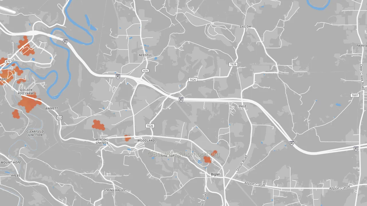 Bike Grade map of 16881, PA