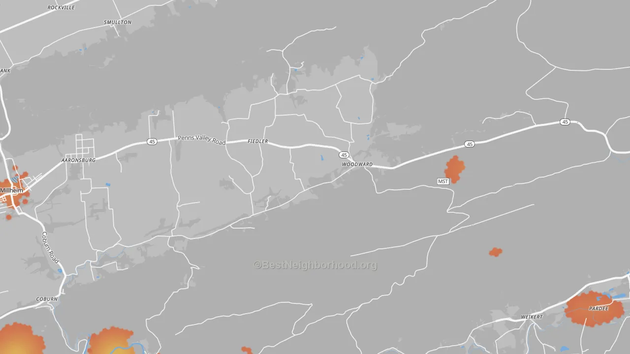 Bike Grade map of 16882, PA