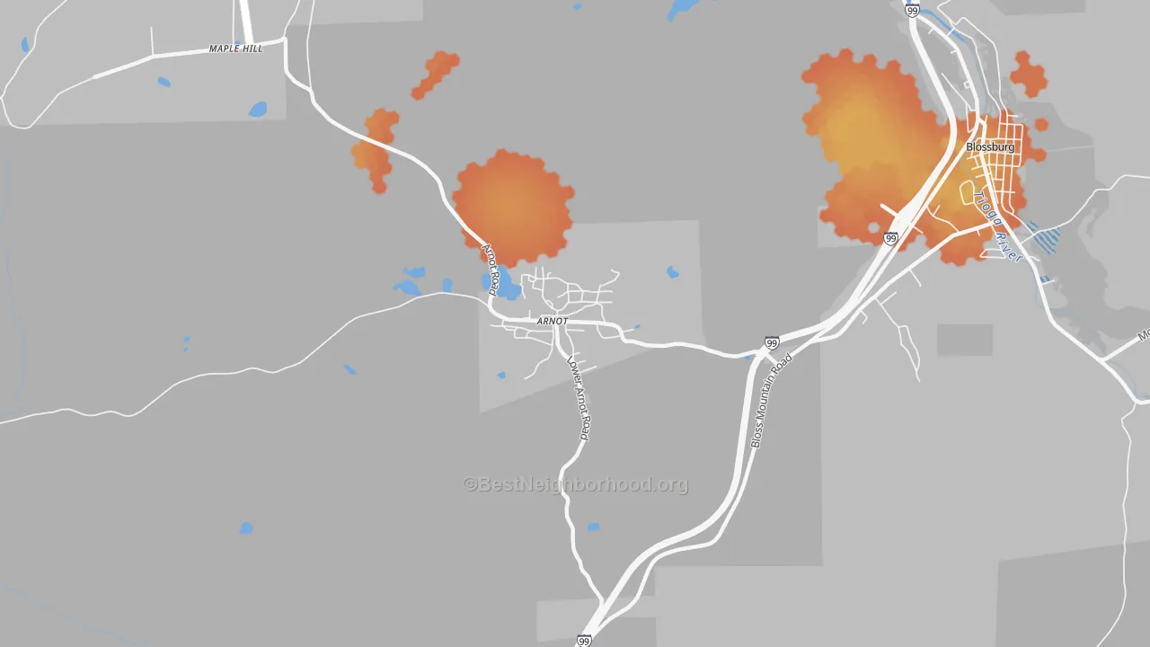Bike Grade map of 16911, PA