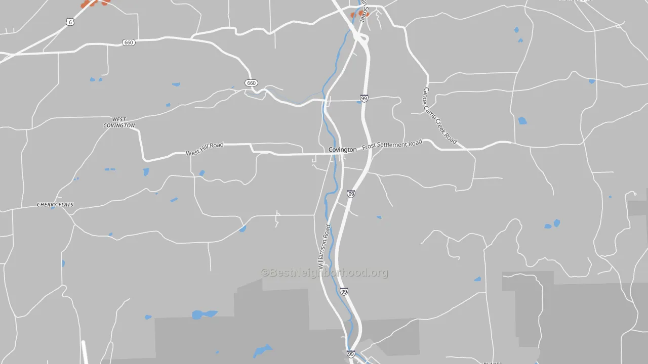 Bike Grade map of 16917, PA