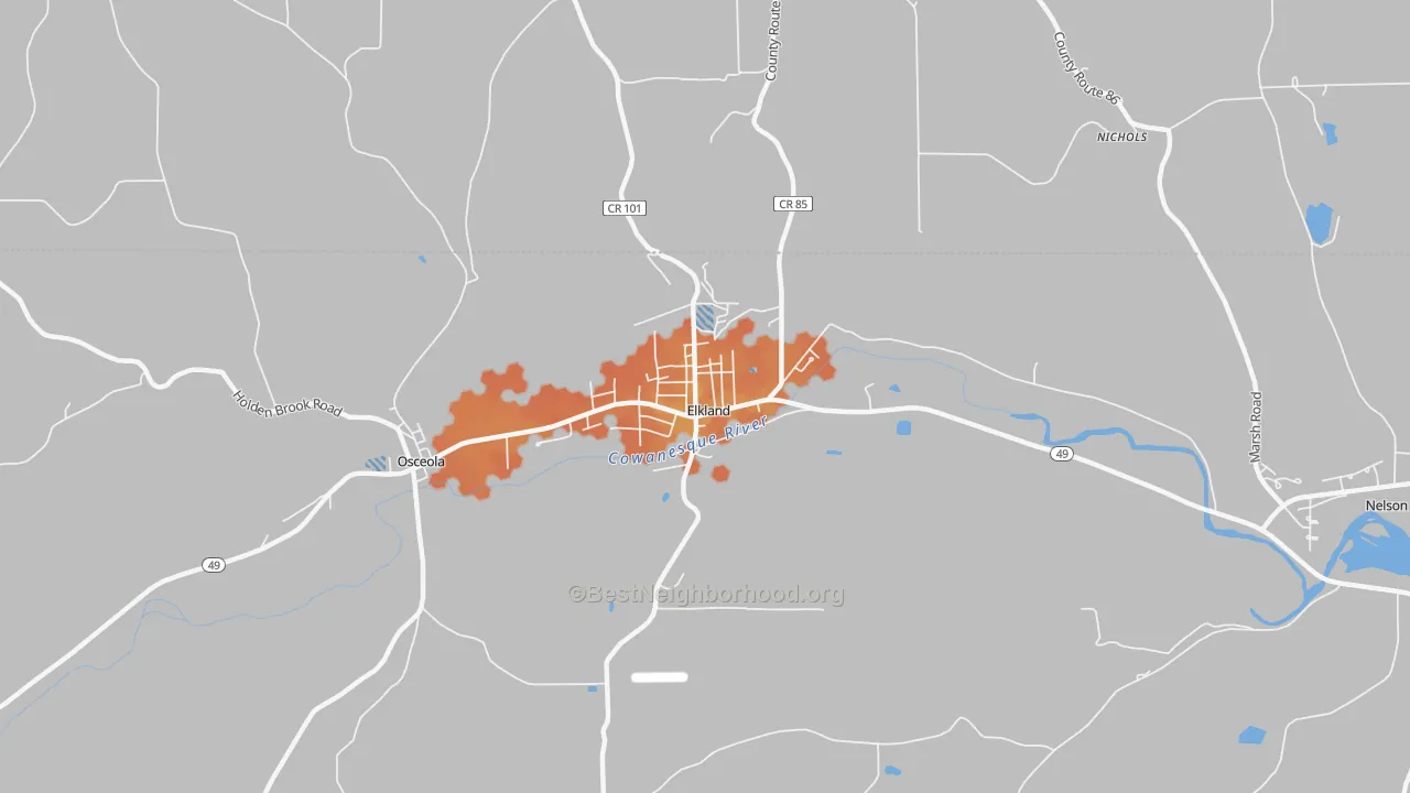 Bike Grade map of 16920, PA