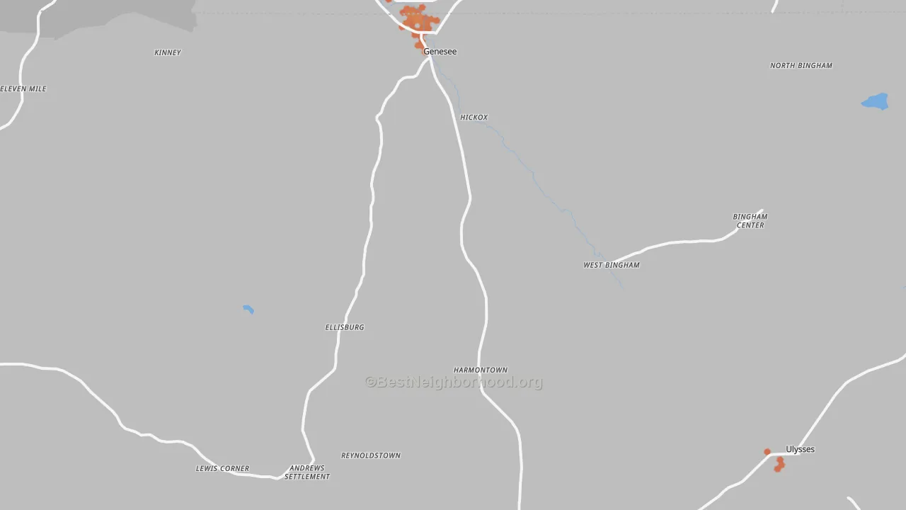 Bike Grade map of 16923, PA