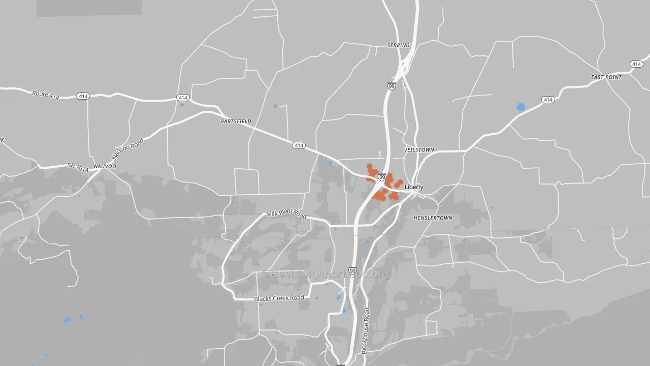 Bike Grade map of 16930, PA