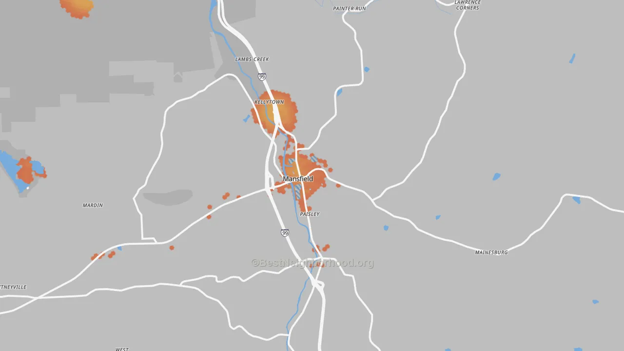 Bike Grade map of 16933, PA