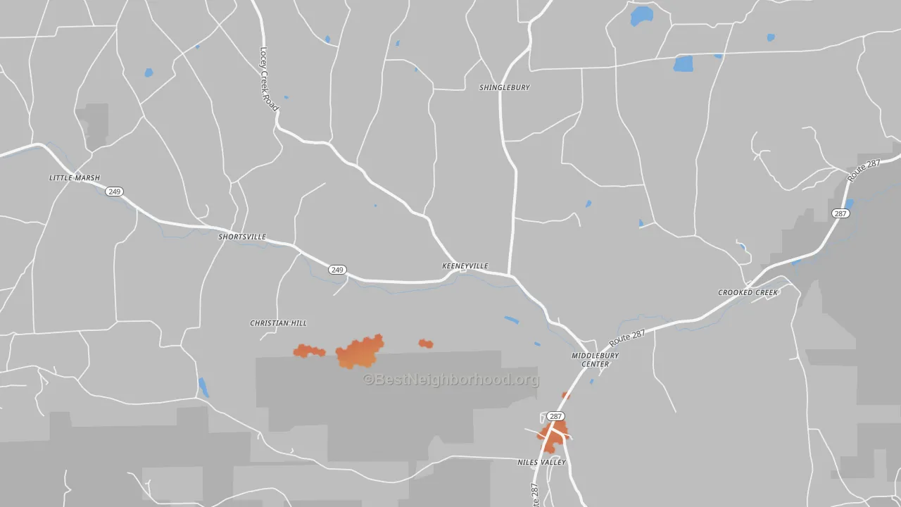 Bike Grade map of 16935, PA