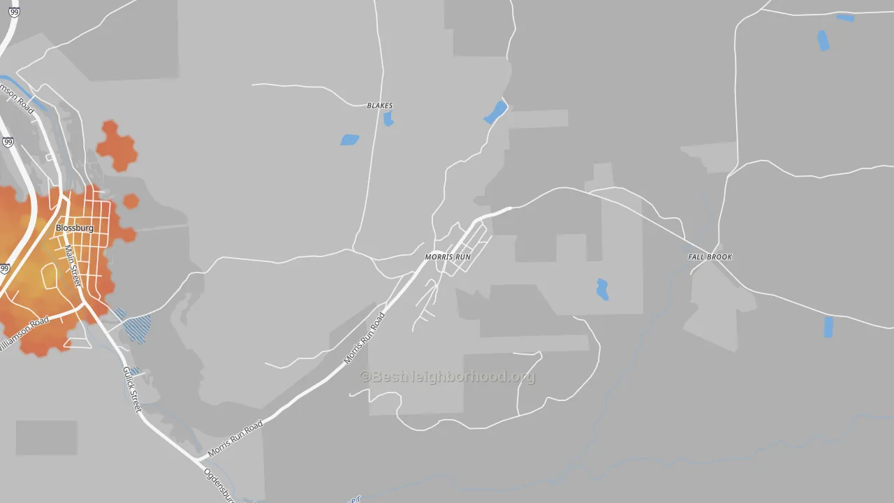 Bike Grade map of 16939, PA