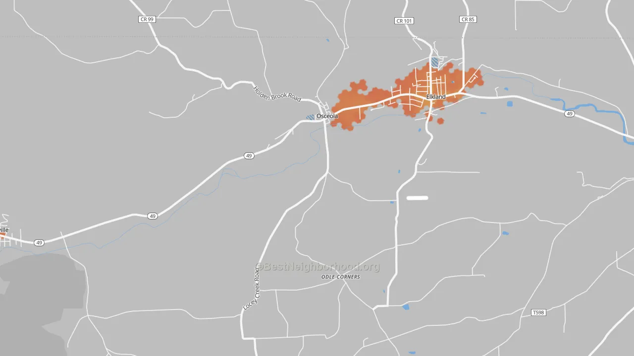 Bike Grade map of 16942, PA