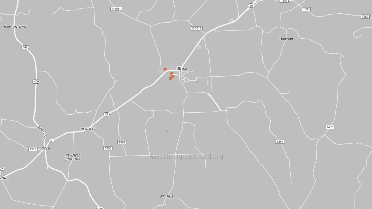 Bike Grade map of 16948, PA