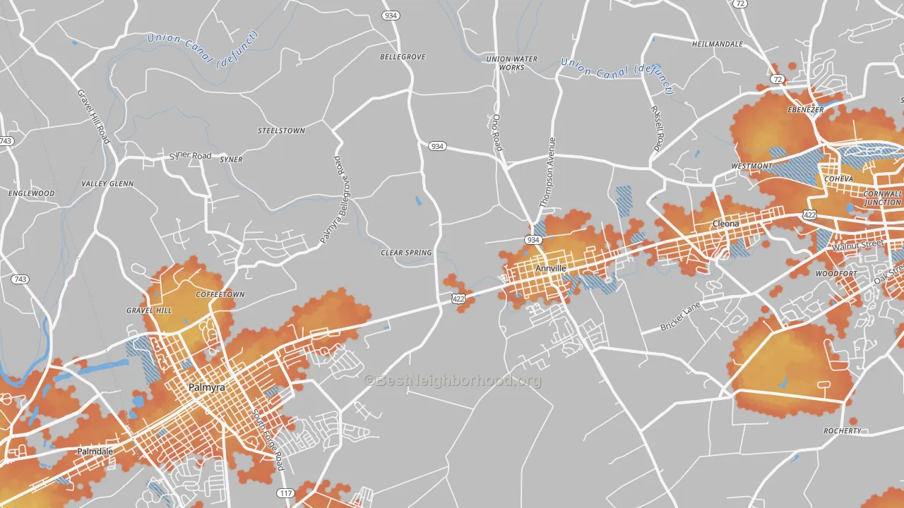 Bike Grade map of 17003, PA