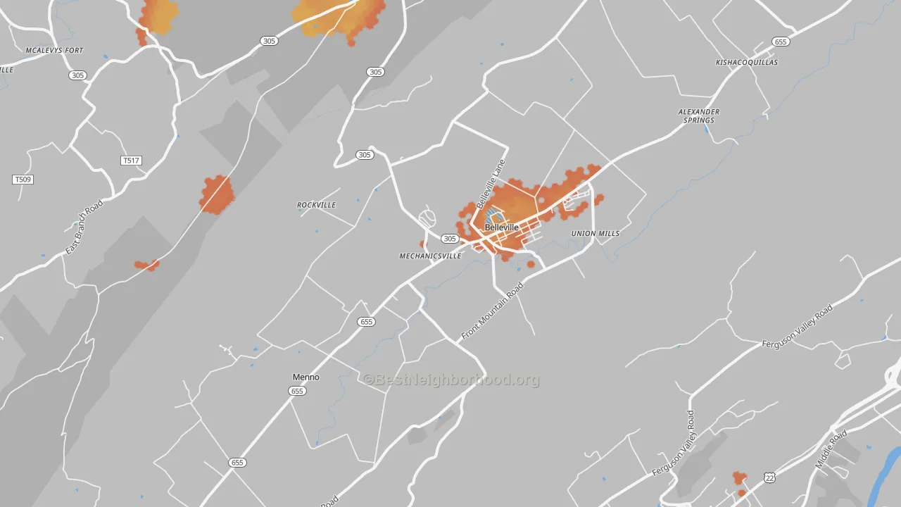 Bike Grade map of 17004, PA