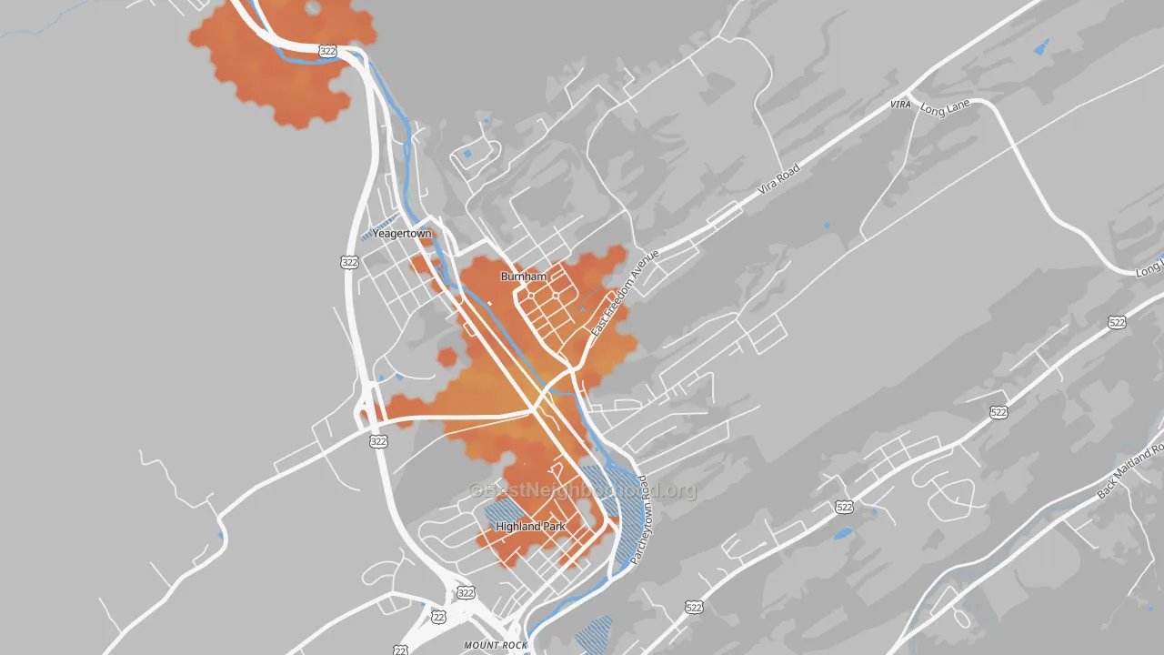 Bike Grade map of 17009, PA