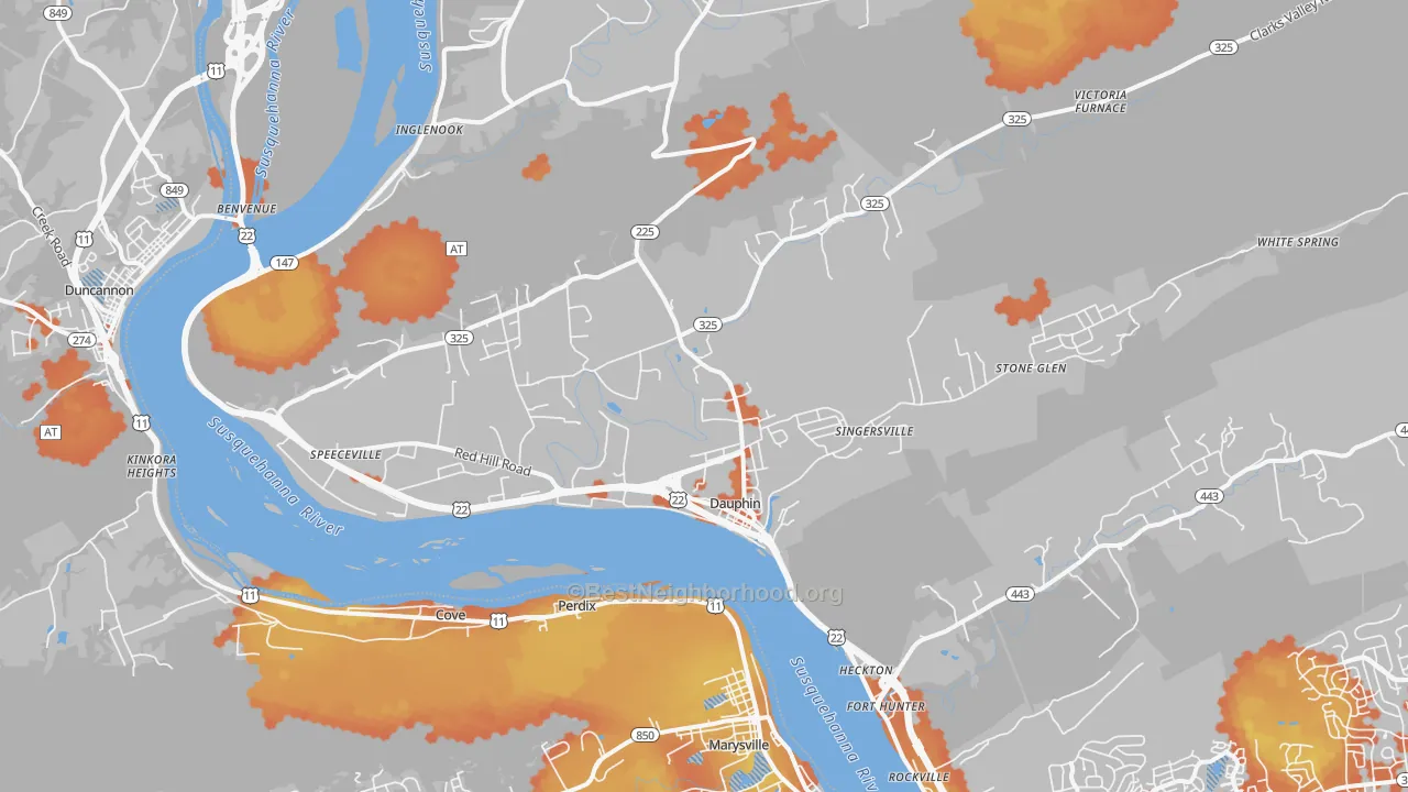 Bike Grade map of 17018, PA