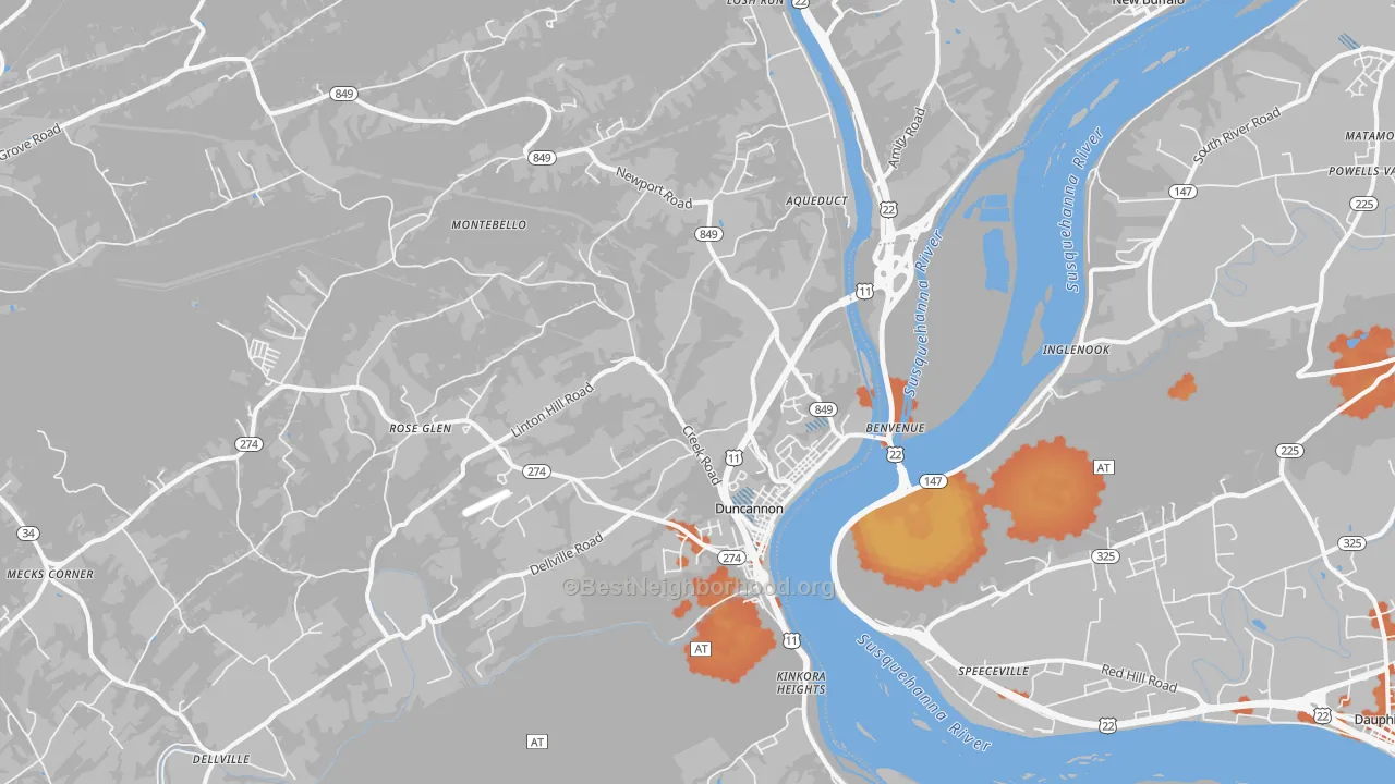 Bike Grade map of 17020, PA