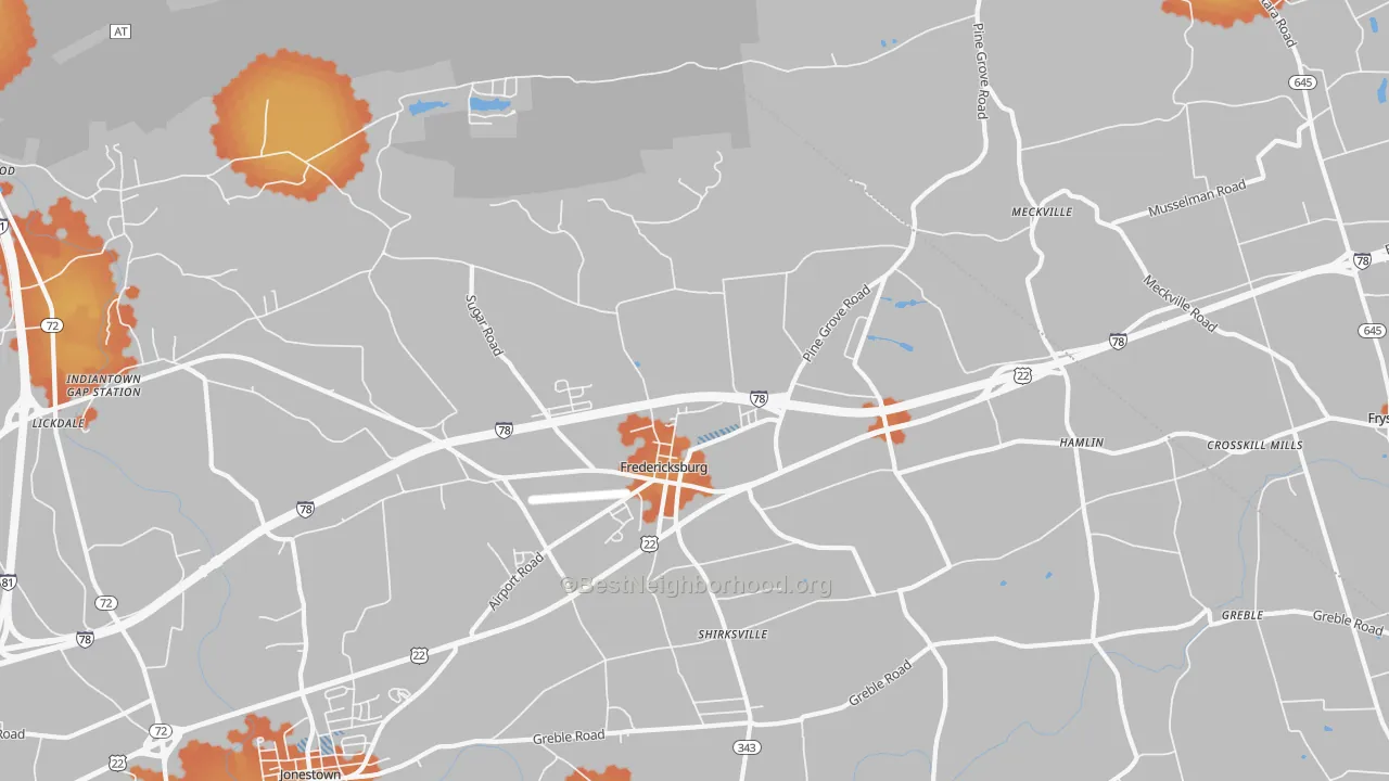 Bike Grade map of 17026, PA