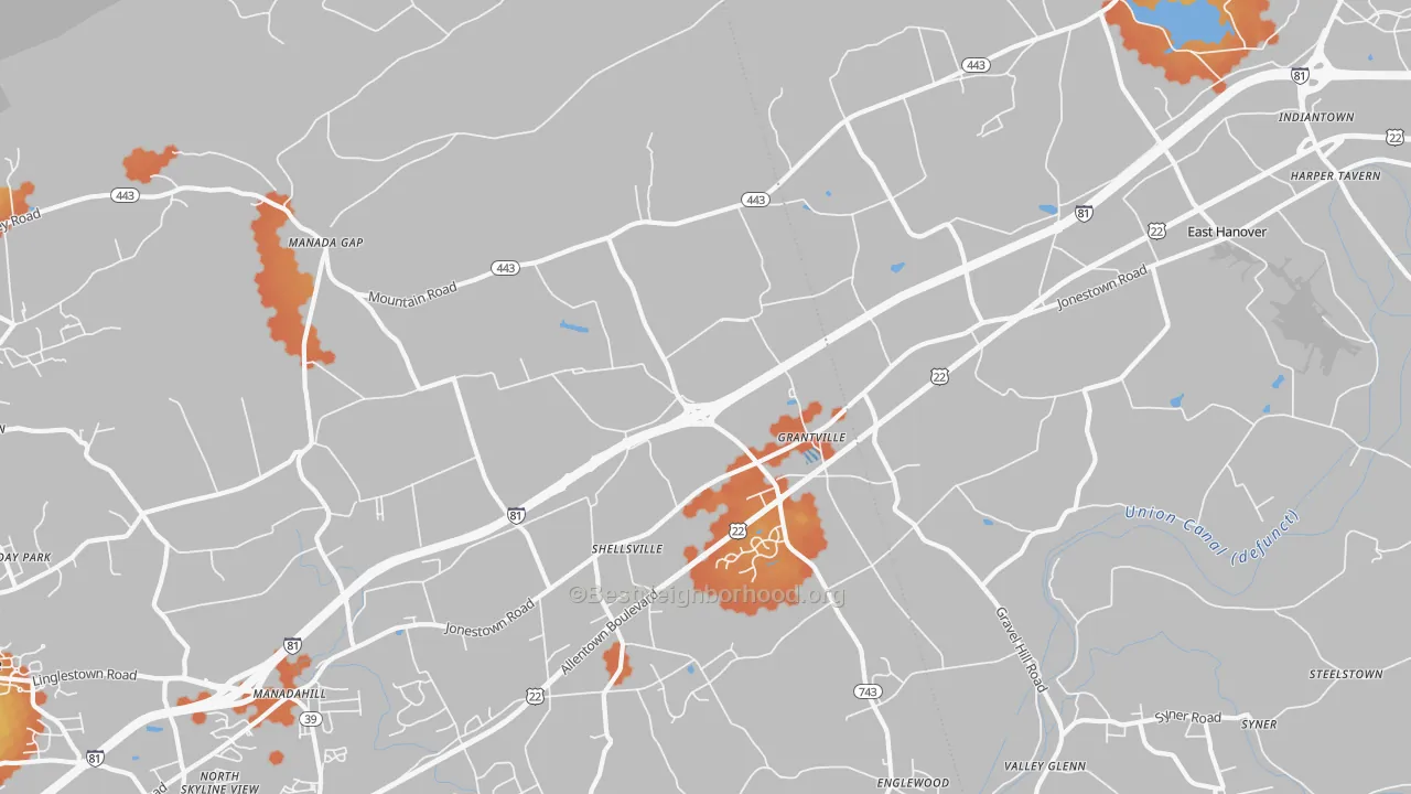 Bike Grade map of 17028, PA