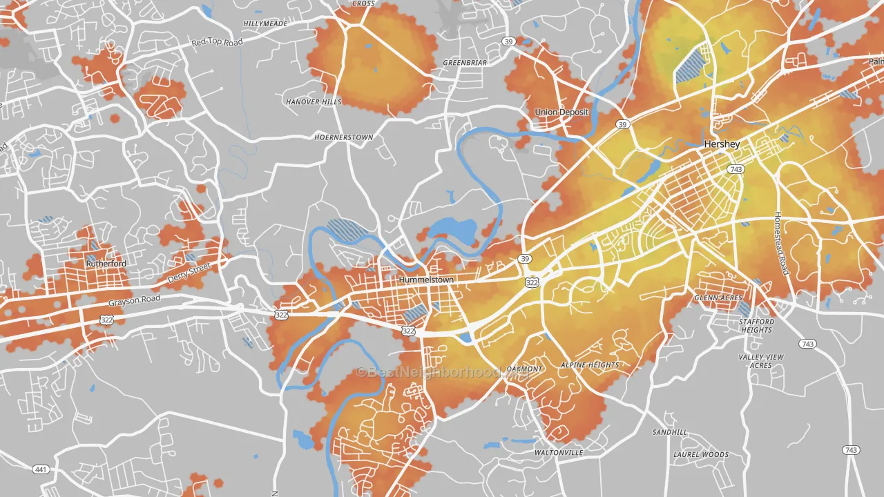 Bike Grade map of 17036, PA