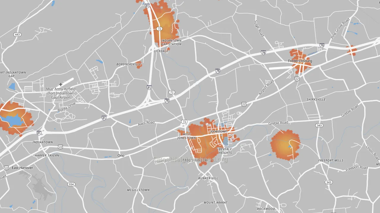 Bike Grade map of 17038, PA