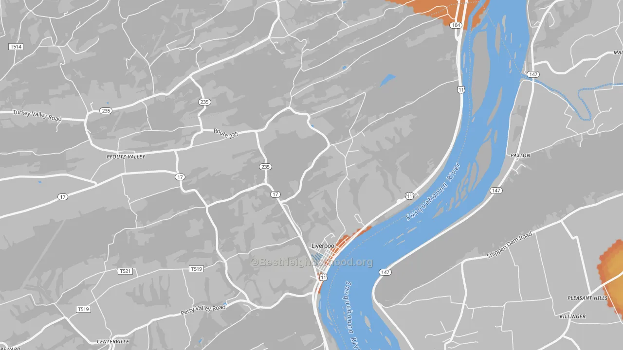 Bike Grade map of 17045, PA