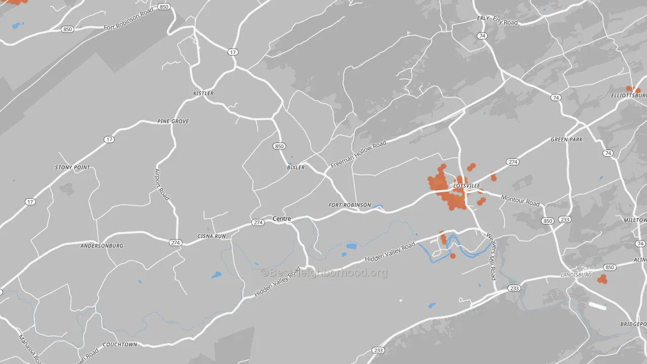 Bike Grade map of 17047, PA