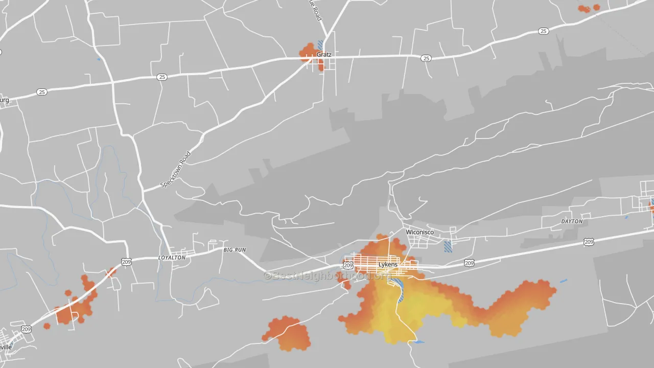 Bike Grade map of 17048, PA