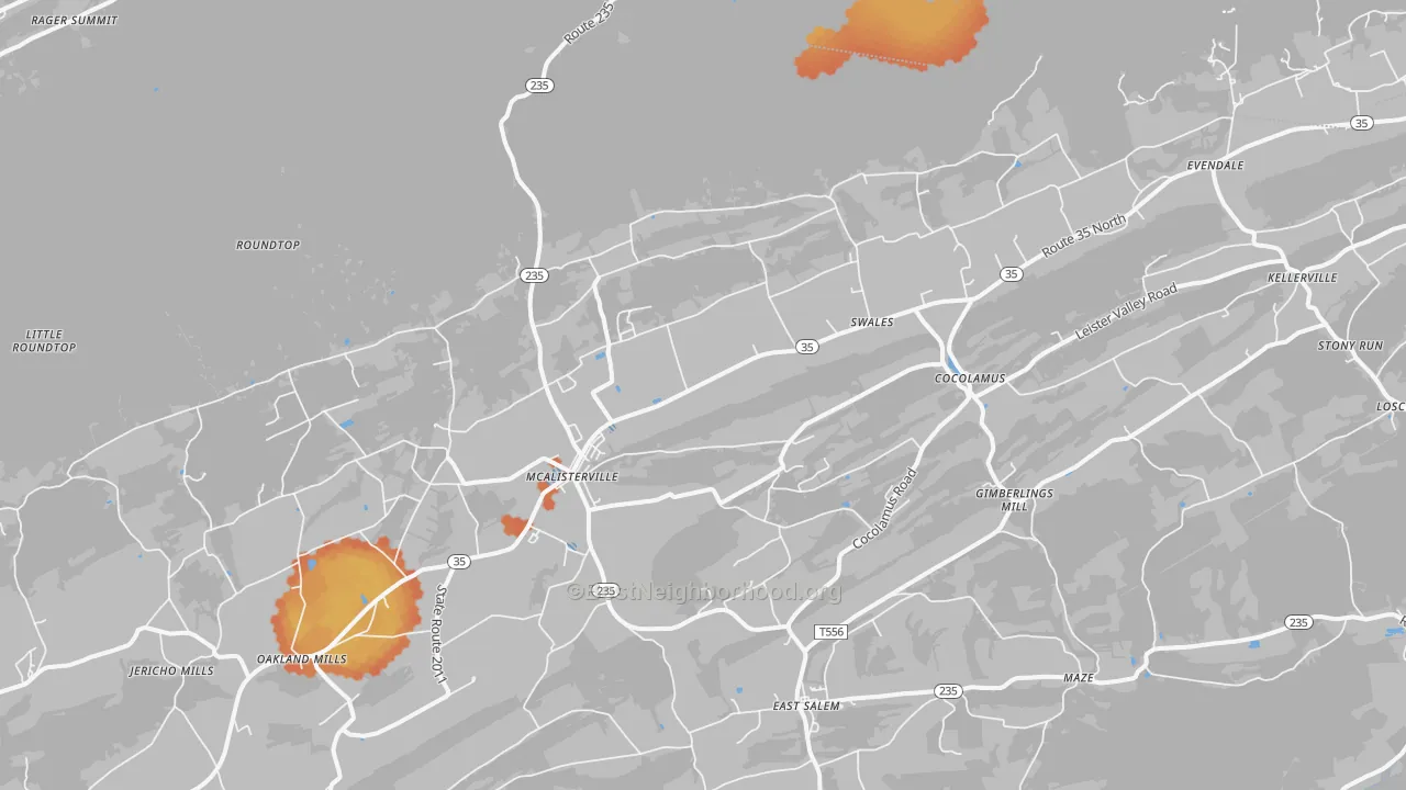 Bike Grade map of 17049, PA