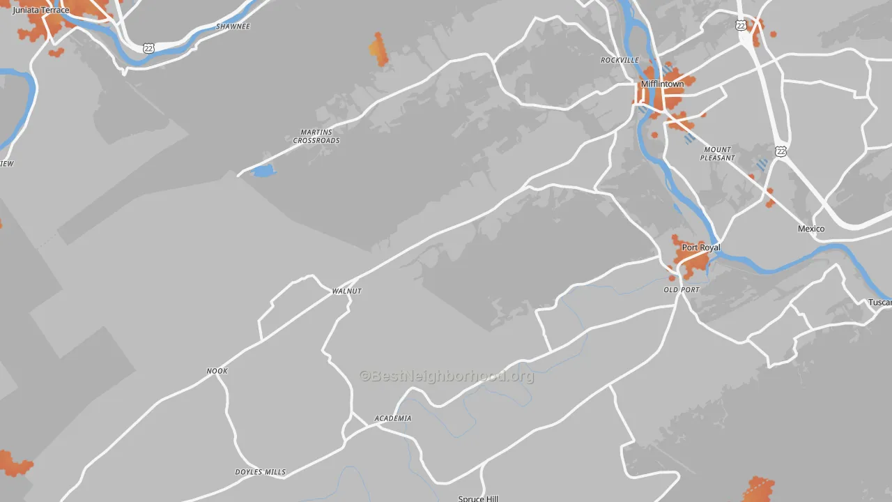 Bike Grade map of 17058, PA