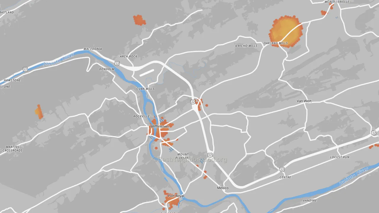 Bike Grade map of 17059, PA