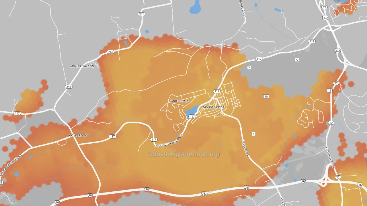 Bike Grade map of 17064, PA