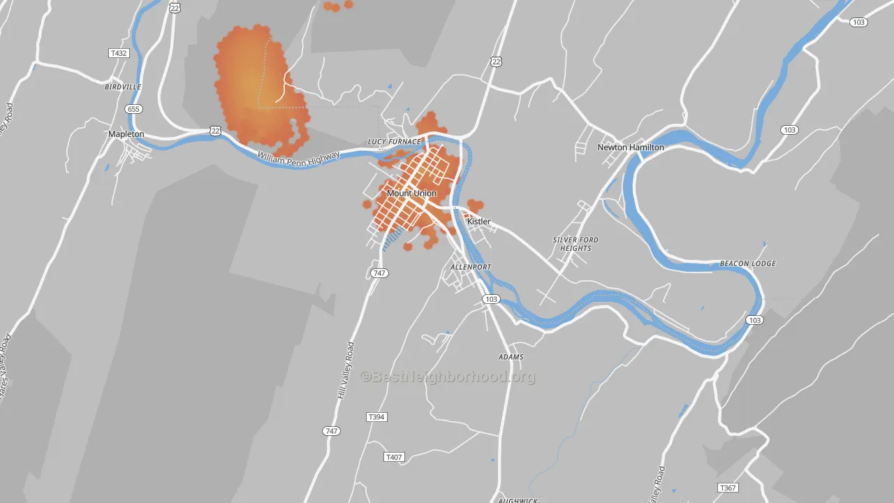 Bike Grade map of 17066, PA