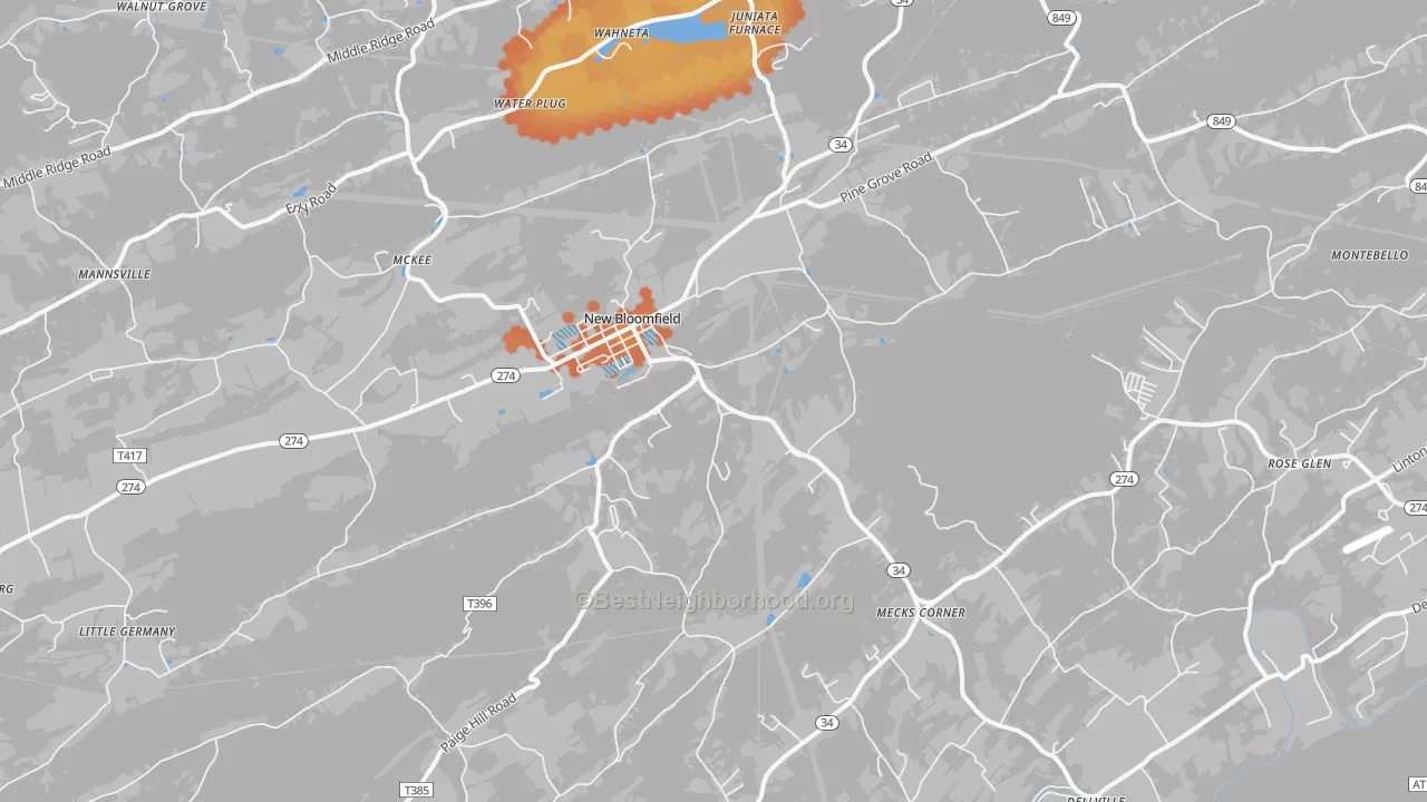 Bike Grade map of 17068, PA