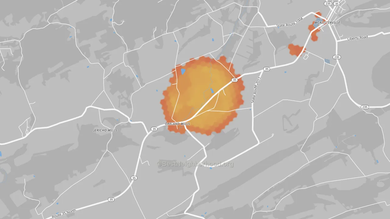 Bike Grade map of 17076, PA