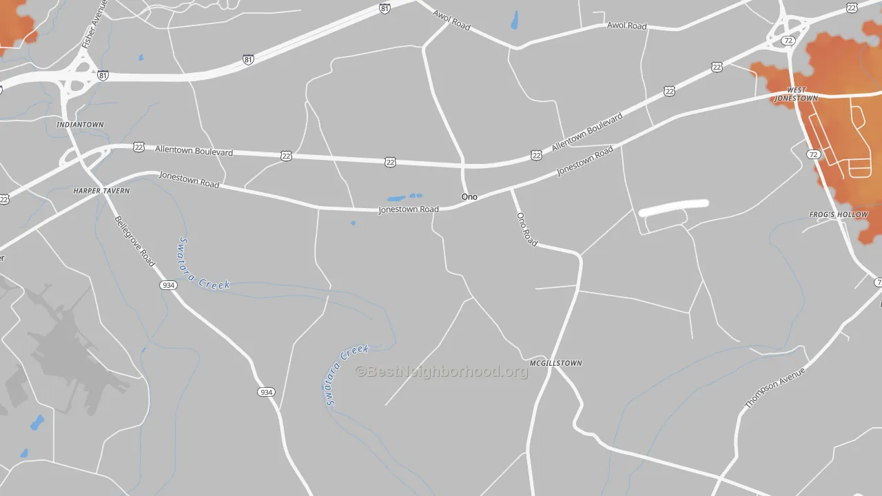 Bike Grade map of 17077, PA