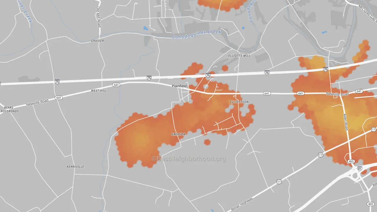 Bike Grade map of 17081, PA