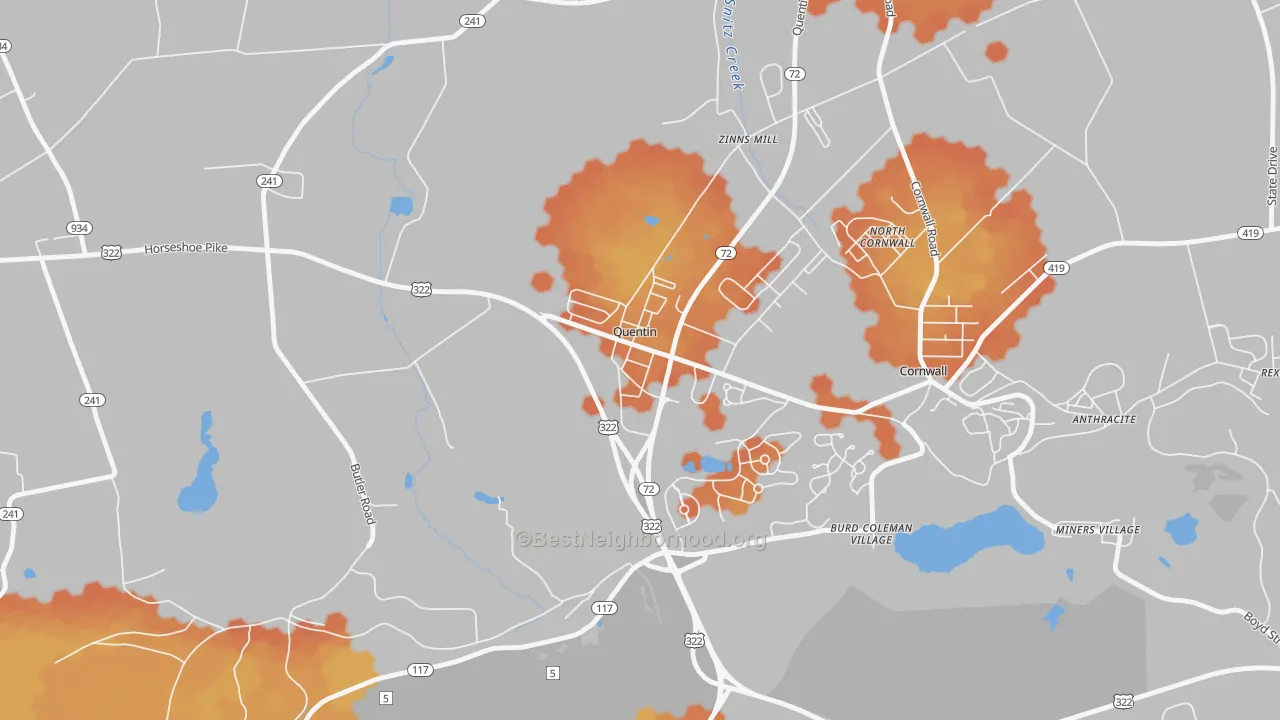 Bike Grade map of 17083, PA