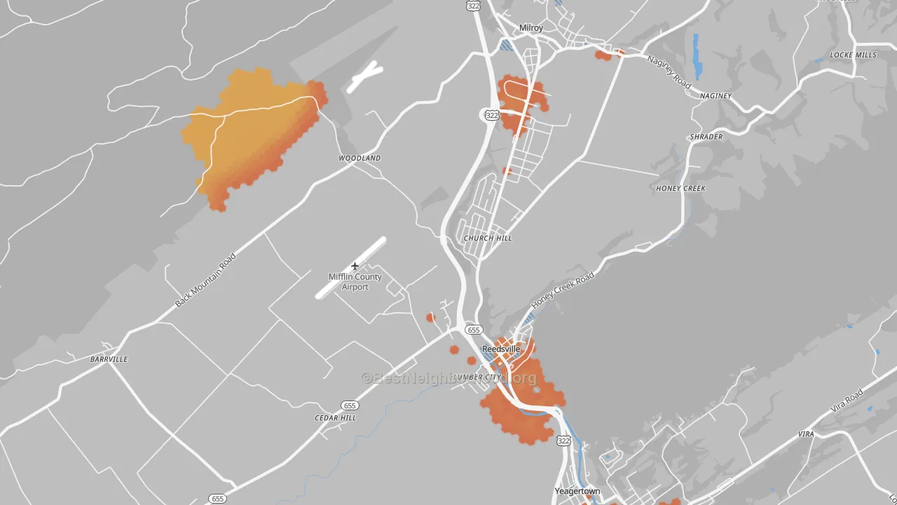 Bike Grade map of 17084, PA