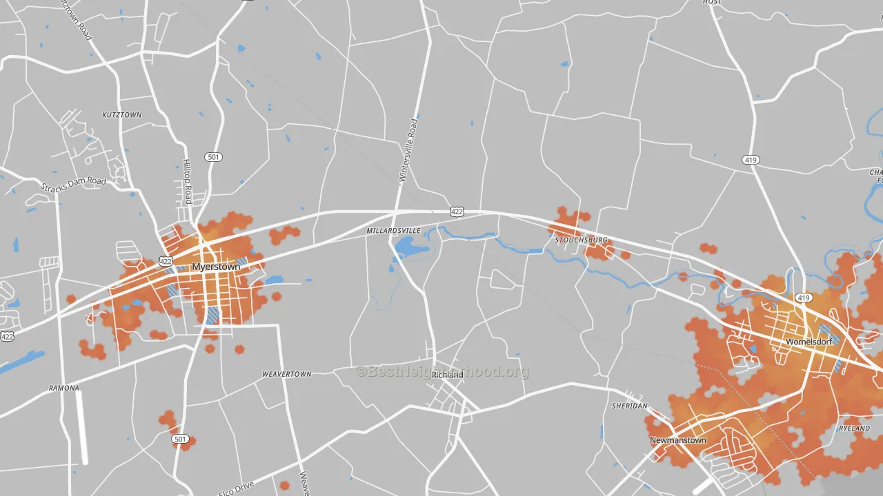 Bike Grade map of 17087, PA