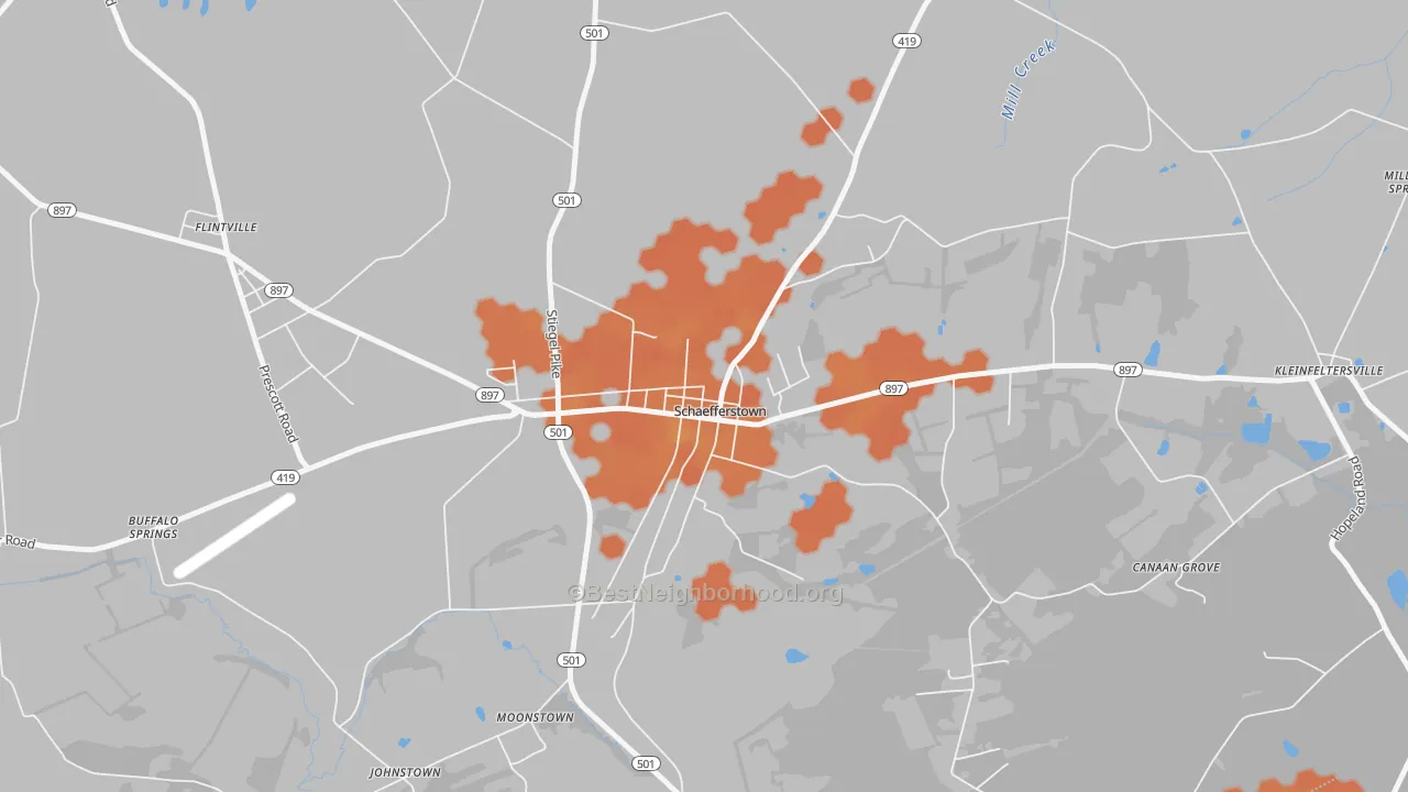 Bike Grade map of 17088, PA