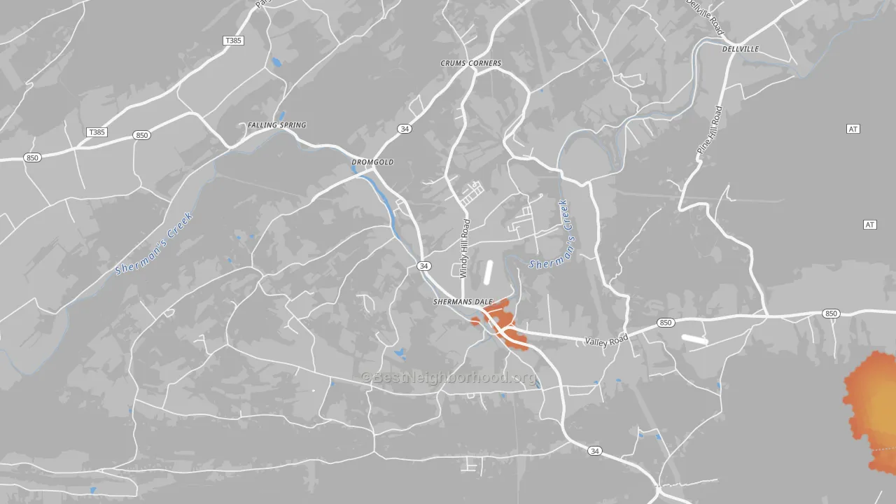 Bike Grade map of 17090, PA