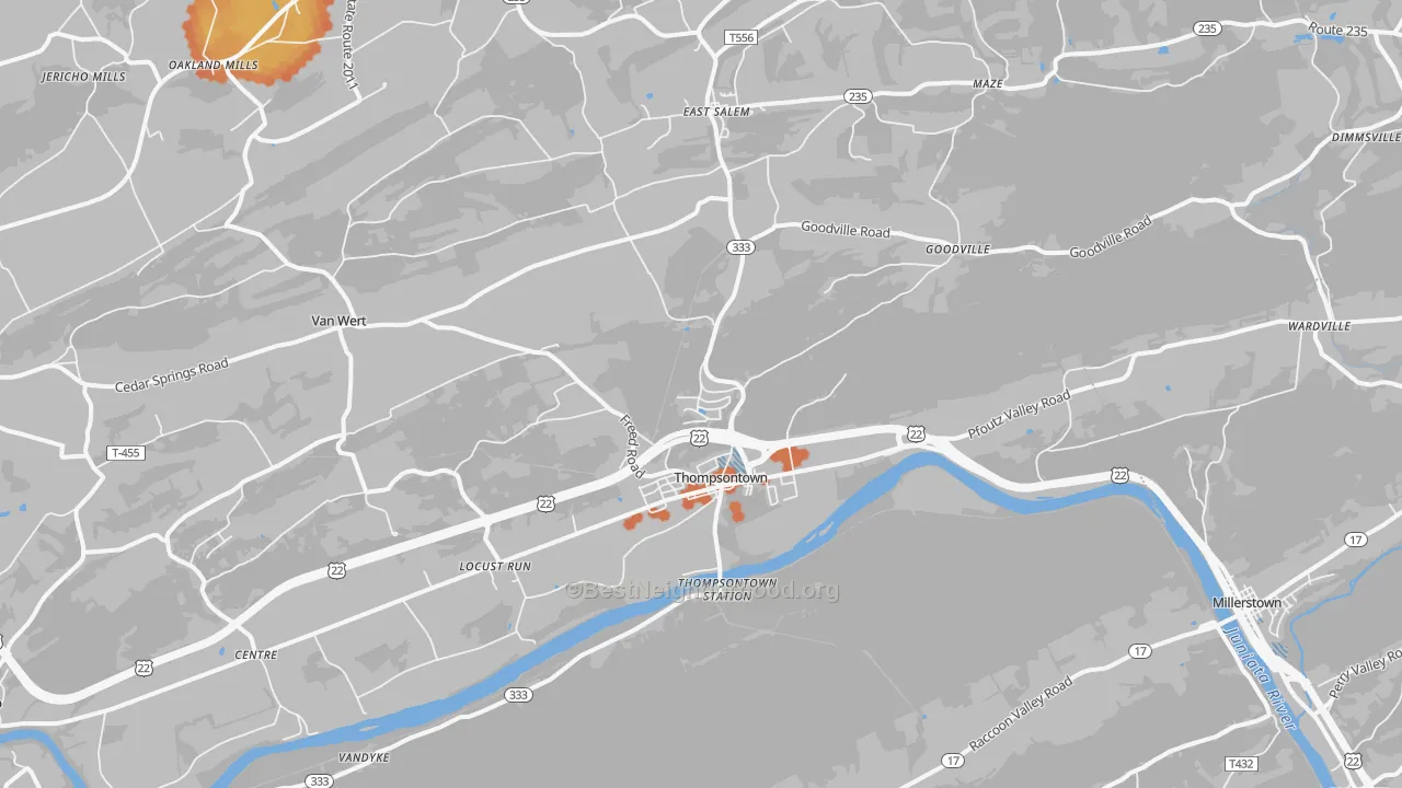 Bike Grade map of 17094, PA