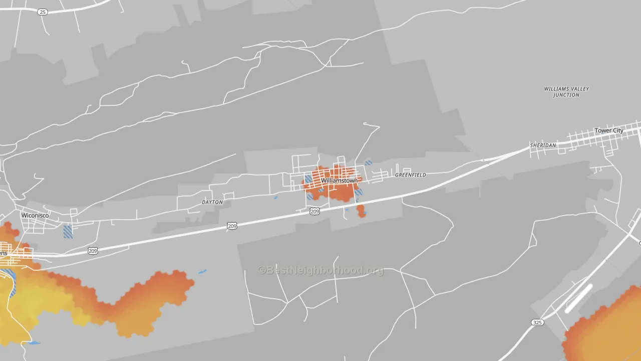 Bike Grade map of 17098, PA