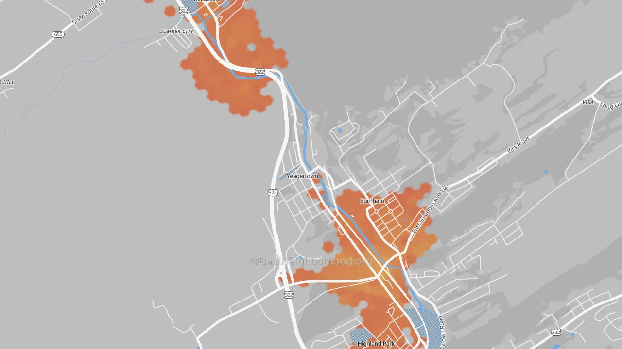 Bike Grade map of 17099, PA