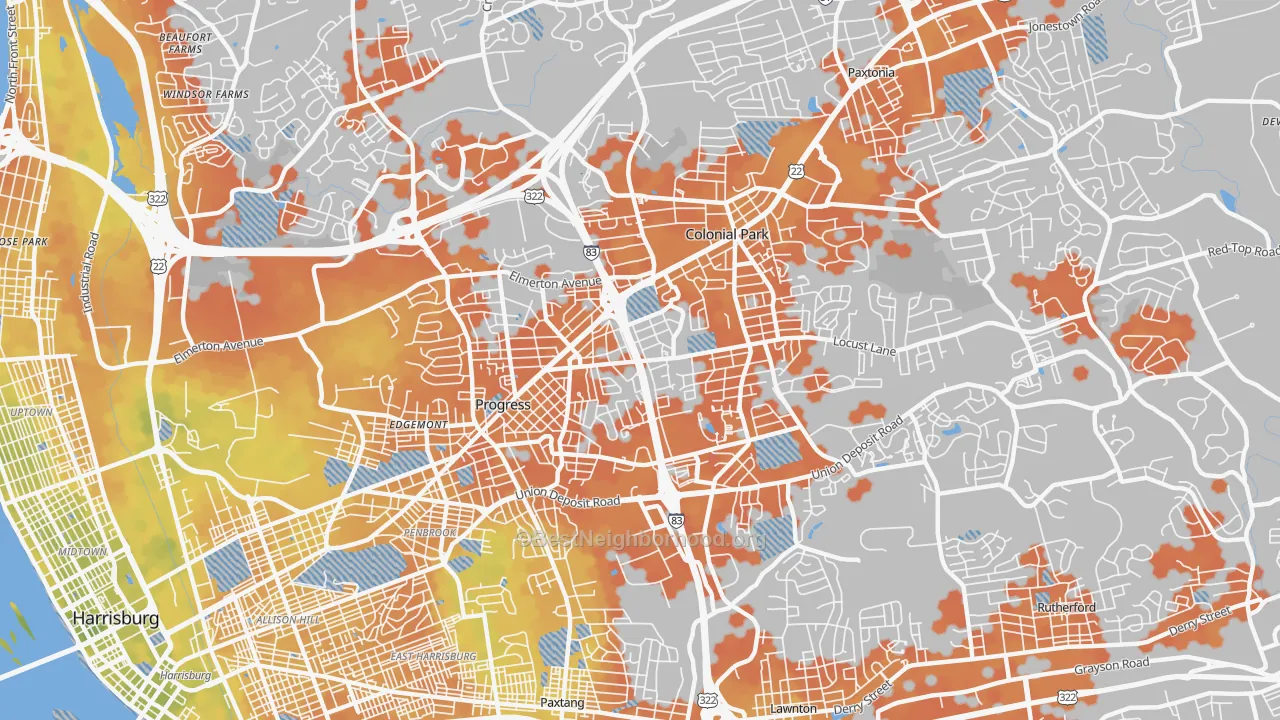 Bike Grade map of 17109, PA