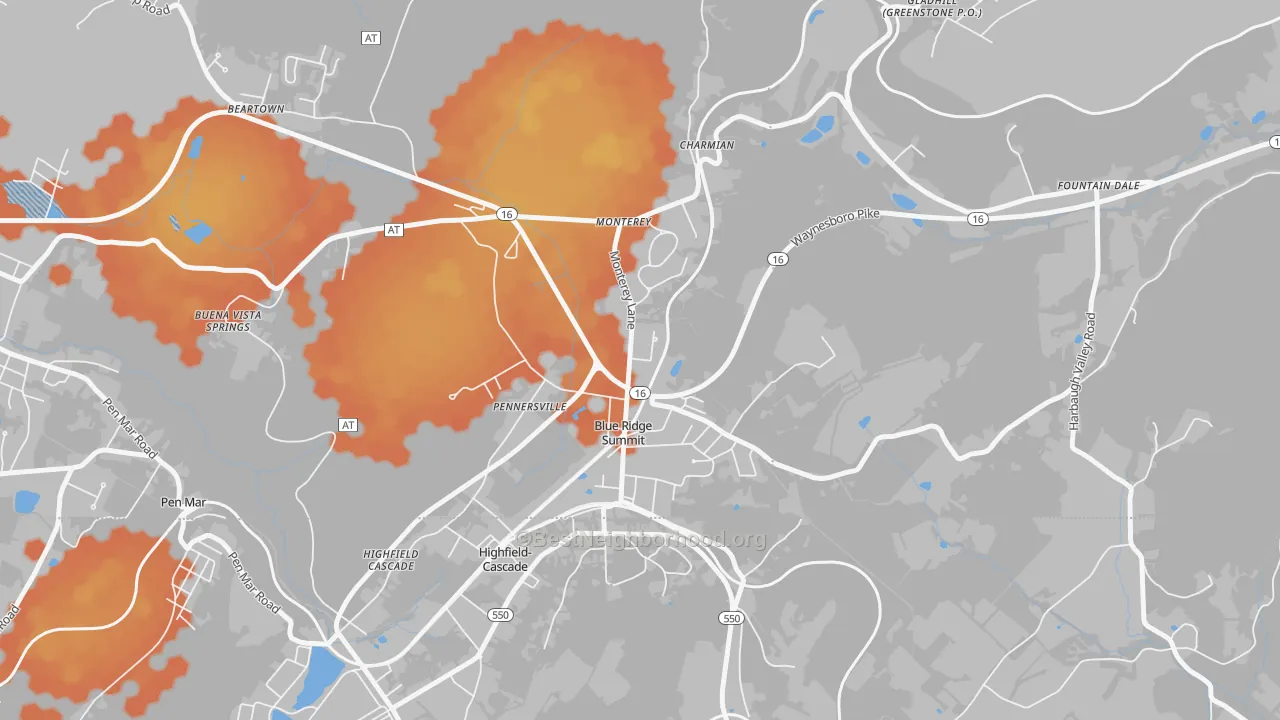 Bike Grade map of 17214, PA