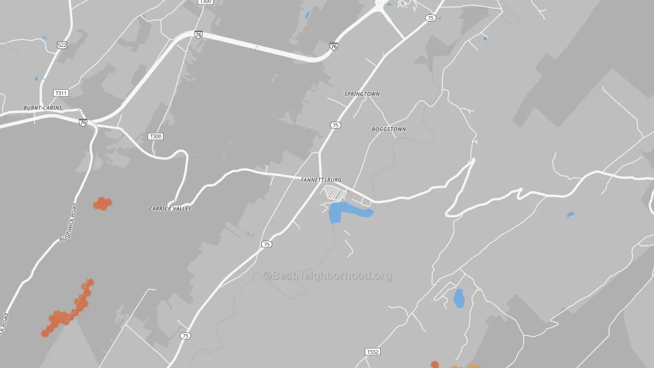 Bike Grade map of 17221, PA